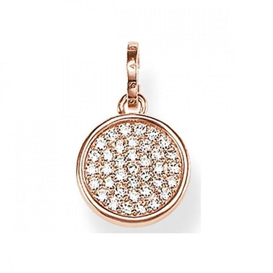 Thomas Sabo Sterling Silver Rose Gold Plated Zirconia Pave Set Circle Pendant PE708-416-14