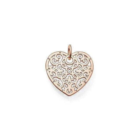 Thomas Sabo Sterling Silver Rose Gold Plated Filigree Heart Pendant PE650-415-12