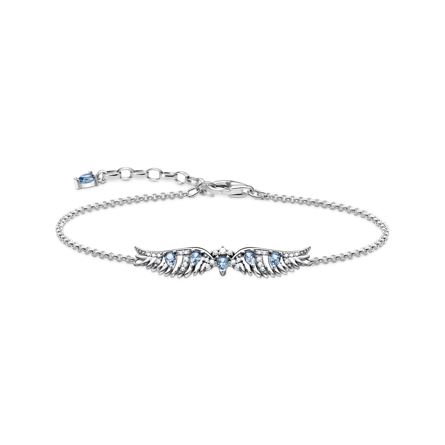 Thomas Sabo Sterling Silver Phoenix Wing Blue Stones Bracelet A2069-644-1