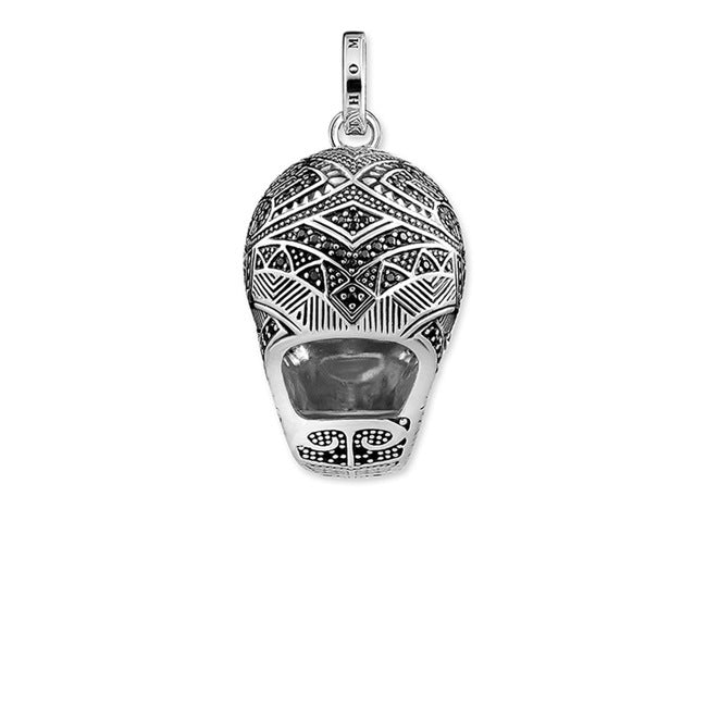 Thomas Sabo Silver Rebel at Heart Maori Skull Pendant with Black Zirconia PE752-643-11