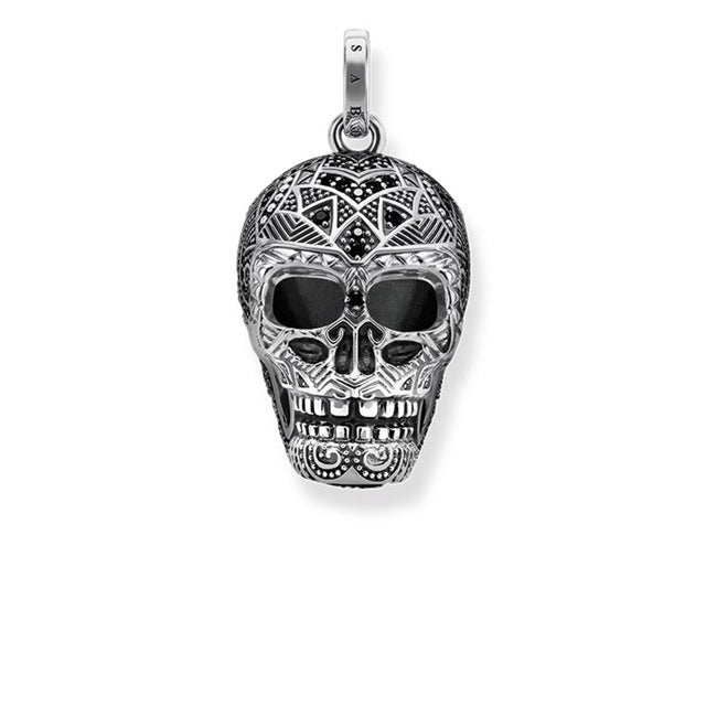 Thomas Sabo Silver Rebel at Heart Maori Skull Pendant with Black Zirconia PE752-643-11