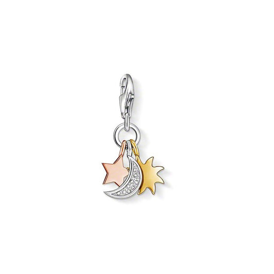 Thomas Sabo Silver Tri Colour Sun, Moon & Star Charm 1028-425-14