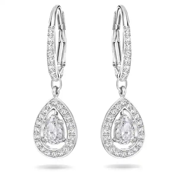 Swarovski Una Angelic drop earrings Pear cut, White, Rhodium plated 5197458