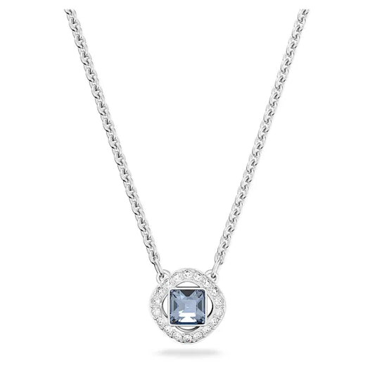 Swarovski Una Angelic necklace Square cut, Blue, Rhodium plated 5662142