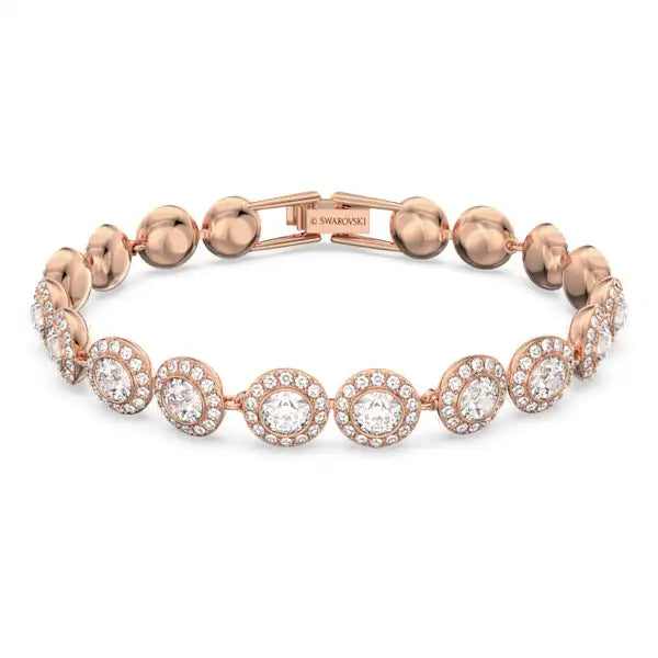 Swarovski Una Angelic Tennis bracelet Round cut, Pavé, Medium, White, Rose gold-tone plated 5240513