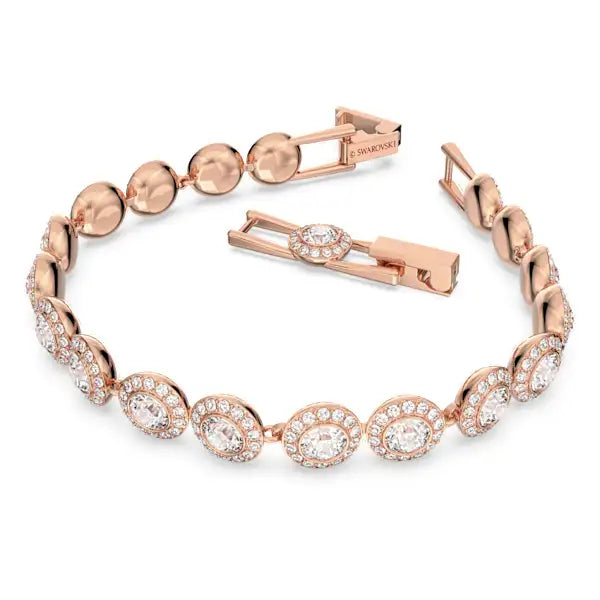 Swarovski Una Angelic Tennis bracelet Round cut, Pavé, Medium, White, Rose gold-tone plated 5240513