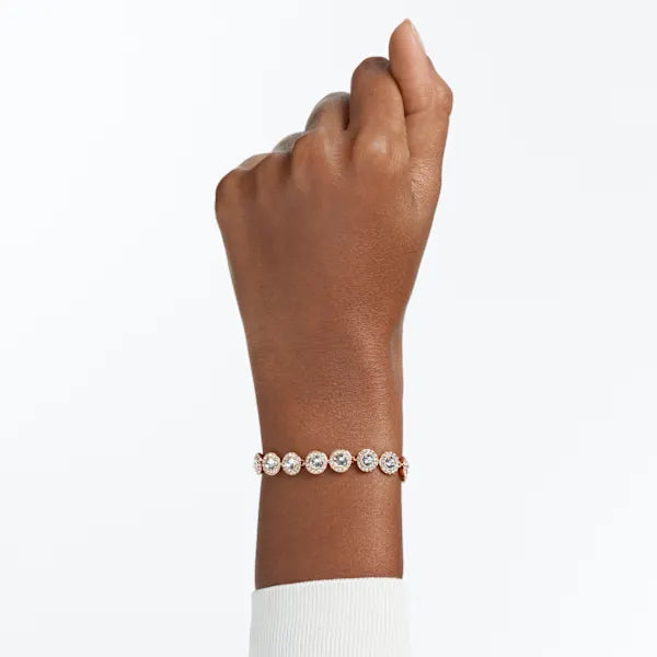 Swarovski Una Angelic Tennis bracelet Round cut, Pavé, Medium, White, Rose gold-tone plated 5240513