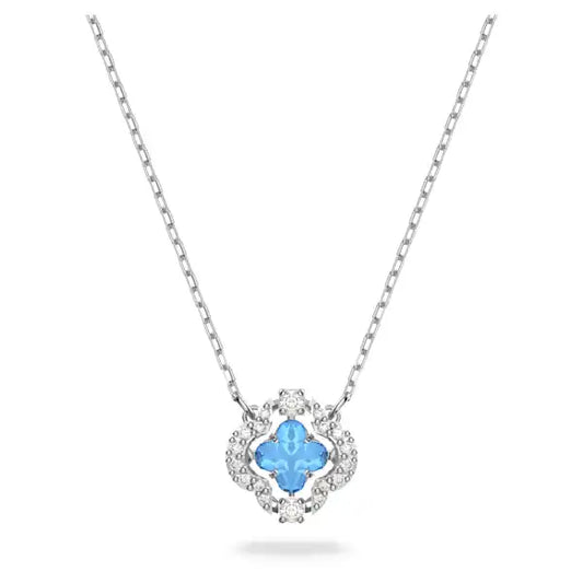 Swarovski Una necklace Clover, Blue, Rhodium plated 5642927