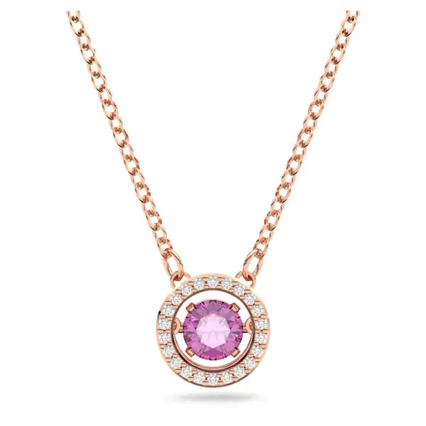 Swarovski Una pendant Round cut, Long, Purple, Rose gold-tone plated 5620551