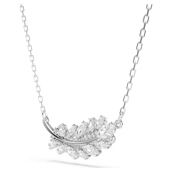 Swarovski Vienna Pendant Mixed Cuts, Feather, White, Rhodium Plated 5756111