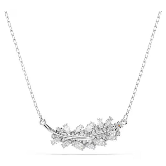 Swarovski Vienna Pendant Mixed Cuts, Feather, White, Rhodium Plated 5756111