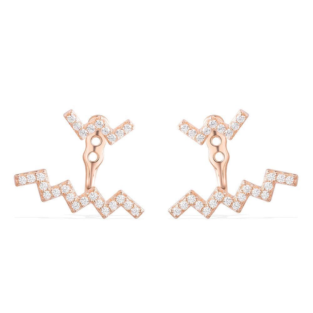 APM Monaco Silver-Rose Gold Plated Up and Down Earrings RE9990OX