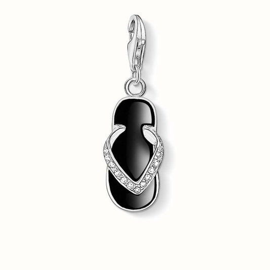 Thomas Sabo Jewellery Flip-Flop Charm Black 925 Sterling Silver Cold Enamel/ Zirconia 0393-041-11