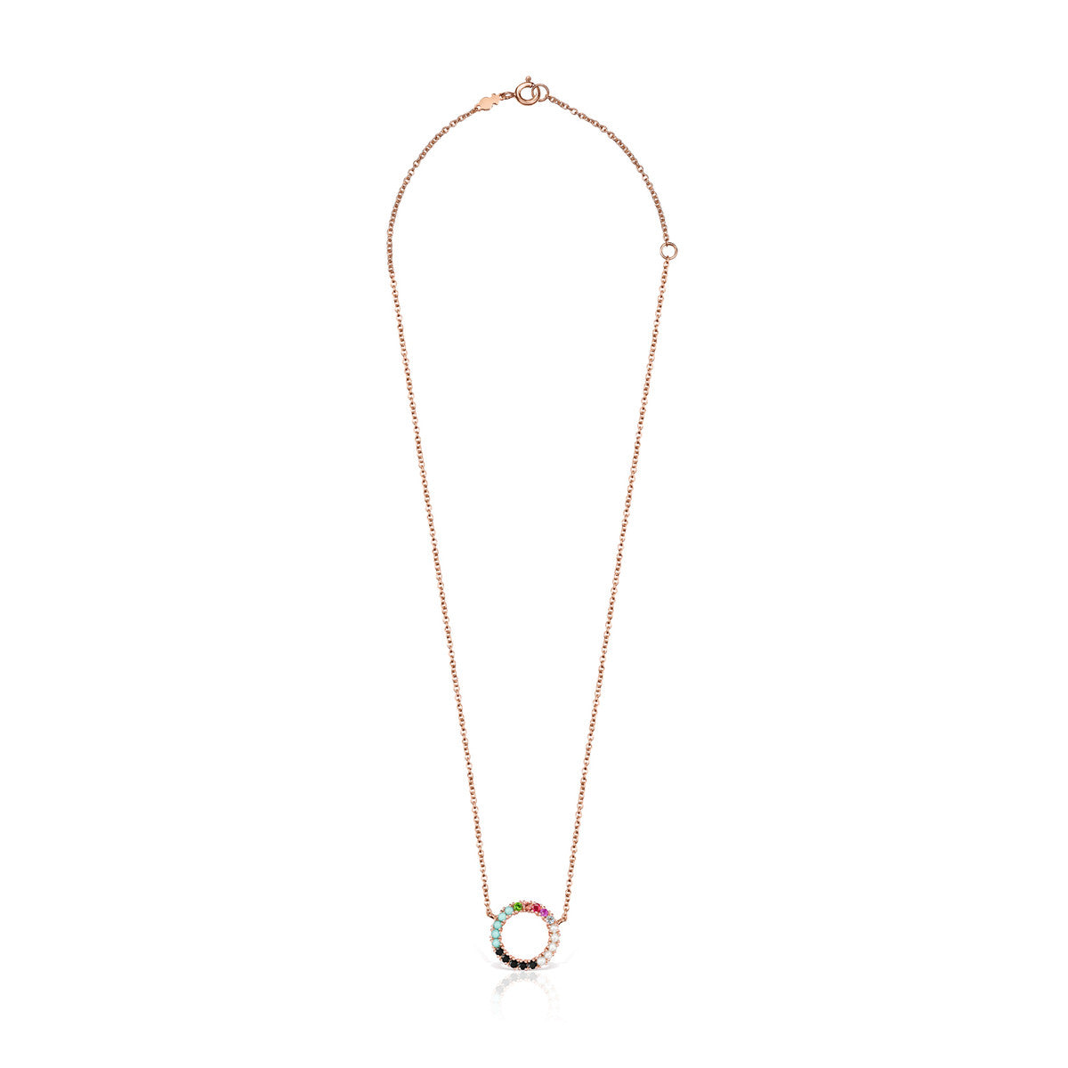 Tous Straight disc Necklace in Rose Gold Vermeil with Gemstones 912722 –