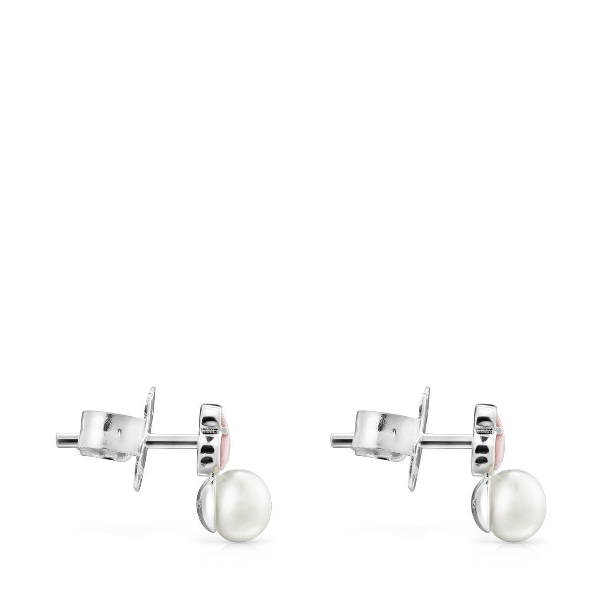 Tous Mini Color Earrings in Silver with rose Quartzite and Pearl 915433690