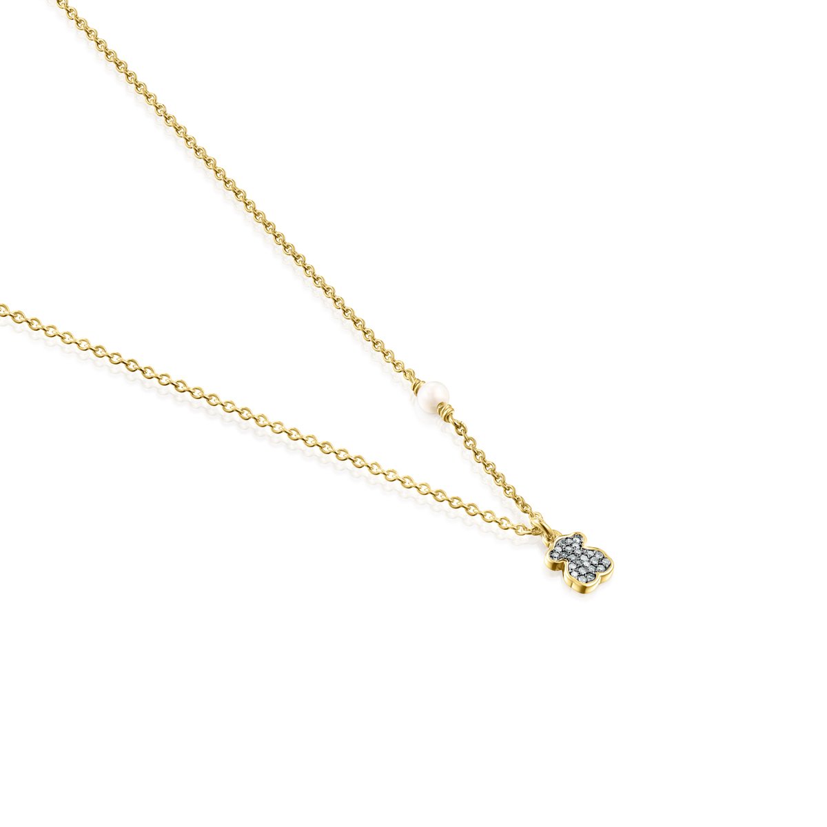 Tous Nocturne bear Necklace in Gold Vermeil with Diamonds and Pearl 91 –