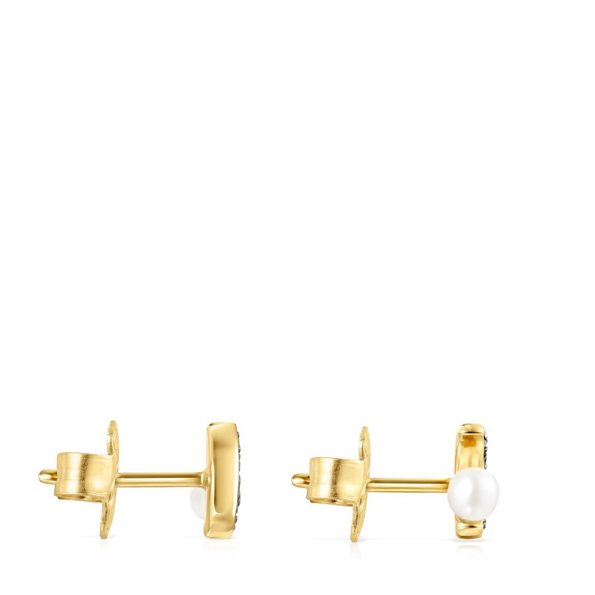 Tous Nocturne half-moon Earrings in Gold Vermeil with Diamonds and Pea –