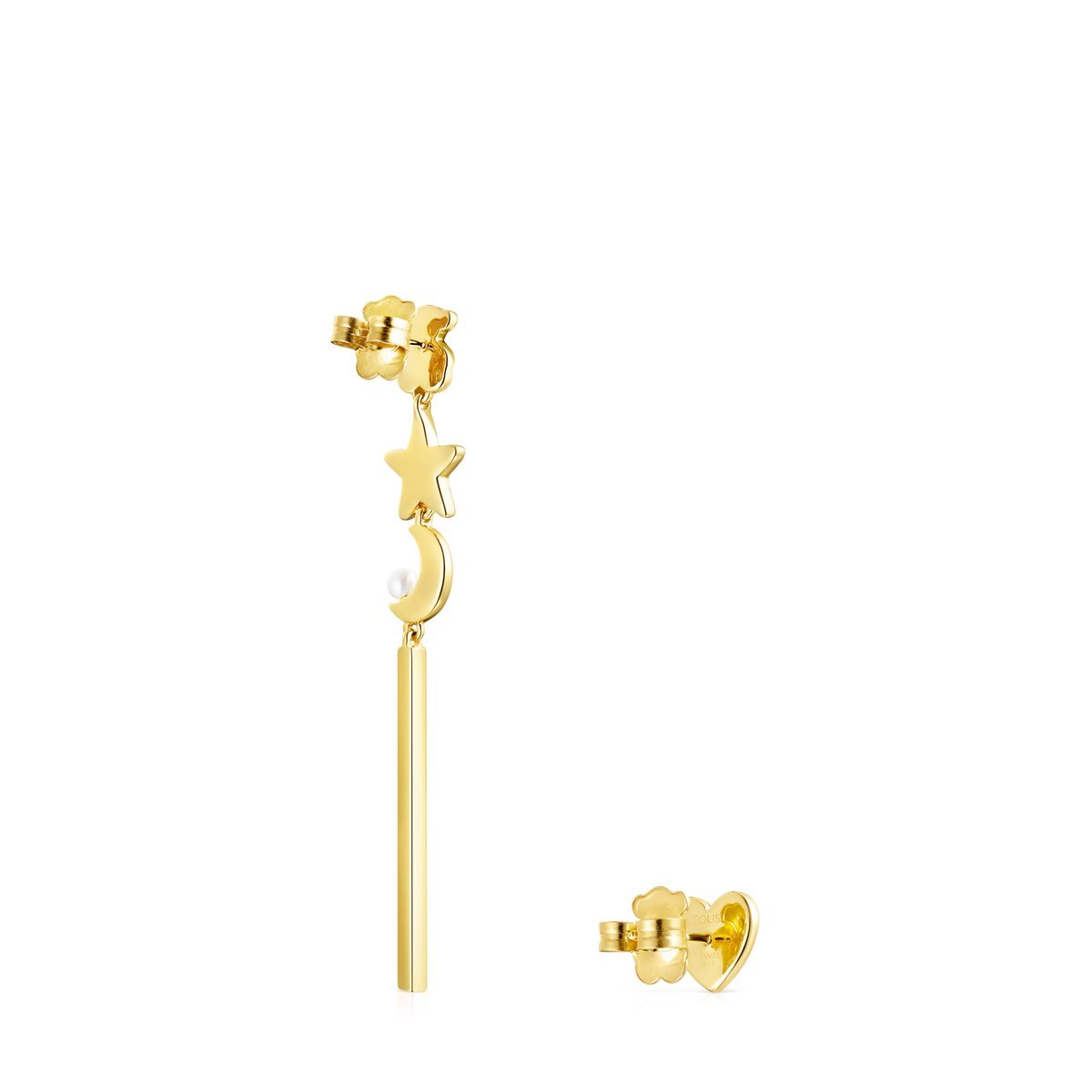 Tous Long Nocturne Earrings in Gold Vermeil with Diamonds and Pearl 918443790