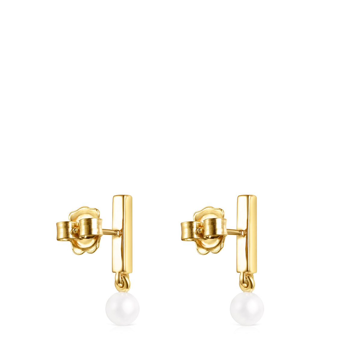 Tous Nocturne bar Earrings in Gold Vermeil with Diamonds and Pearl 918 –