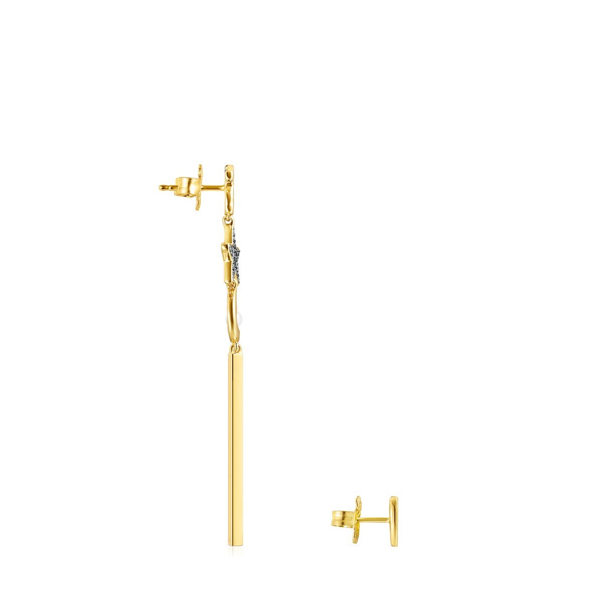 Tous Long Nocturne Earrings in Gold Vermeil with Diamonds and Pearl 918443790