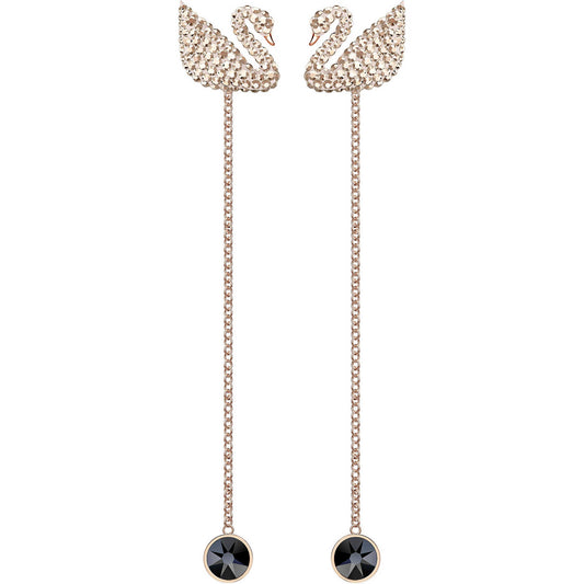 Swarovski Iconic Swan Pierced Earrings, White, Rose Gold Plating 5373164