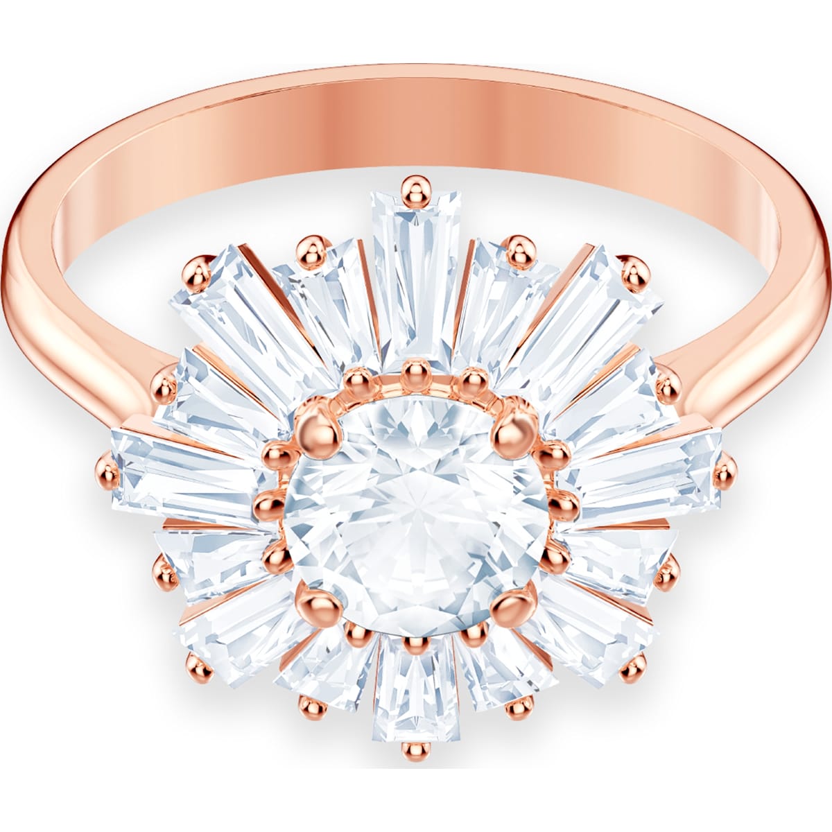 Swarovski Sunshine ring, Sun, White, Rose gold-tone plated 5474920