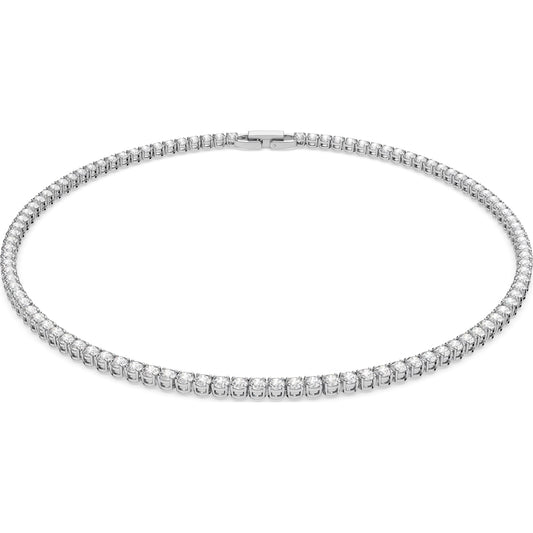 Swarovski Tennis Deluxe necklace, Round, White, Rhodium plated 5494605