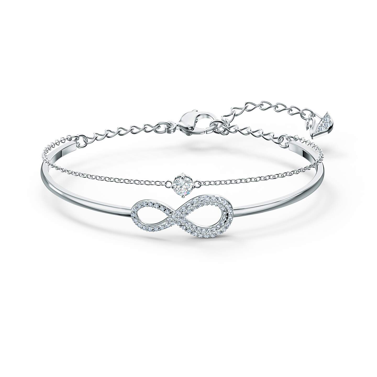 Swarovski Infinity Bangle, White, Rhodium plated 5520584