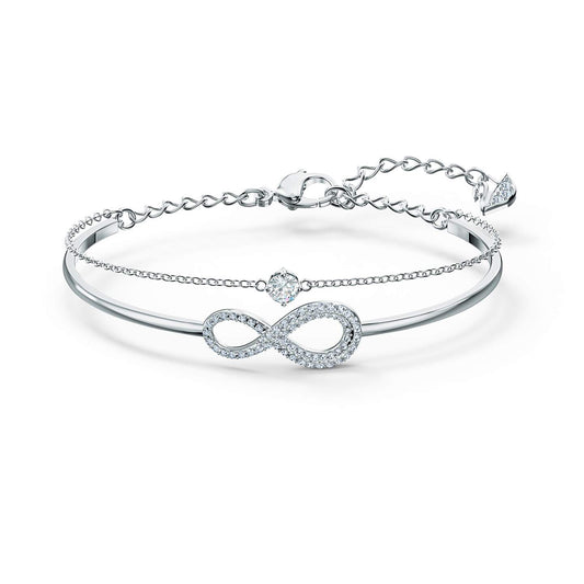 Swarovski Infinity Bangle, White, Rhodium plated 5520584