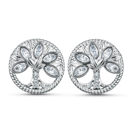 Swarovski Symbolic Tree of Life Stud Pierced Earrings, White, Rhodium plated 5540301