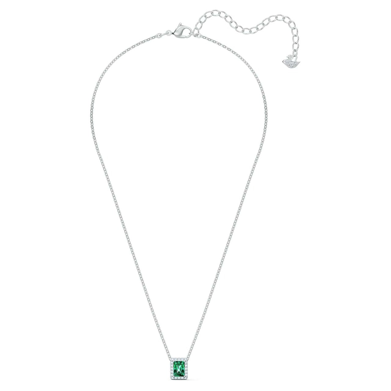 Swarovski Crystal Angelic Rectangular Necklace, Green, Rhodium Plated 5559380