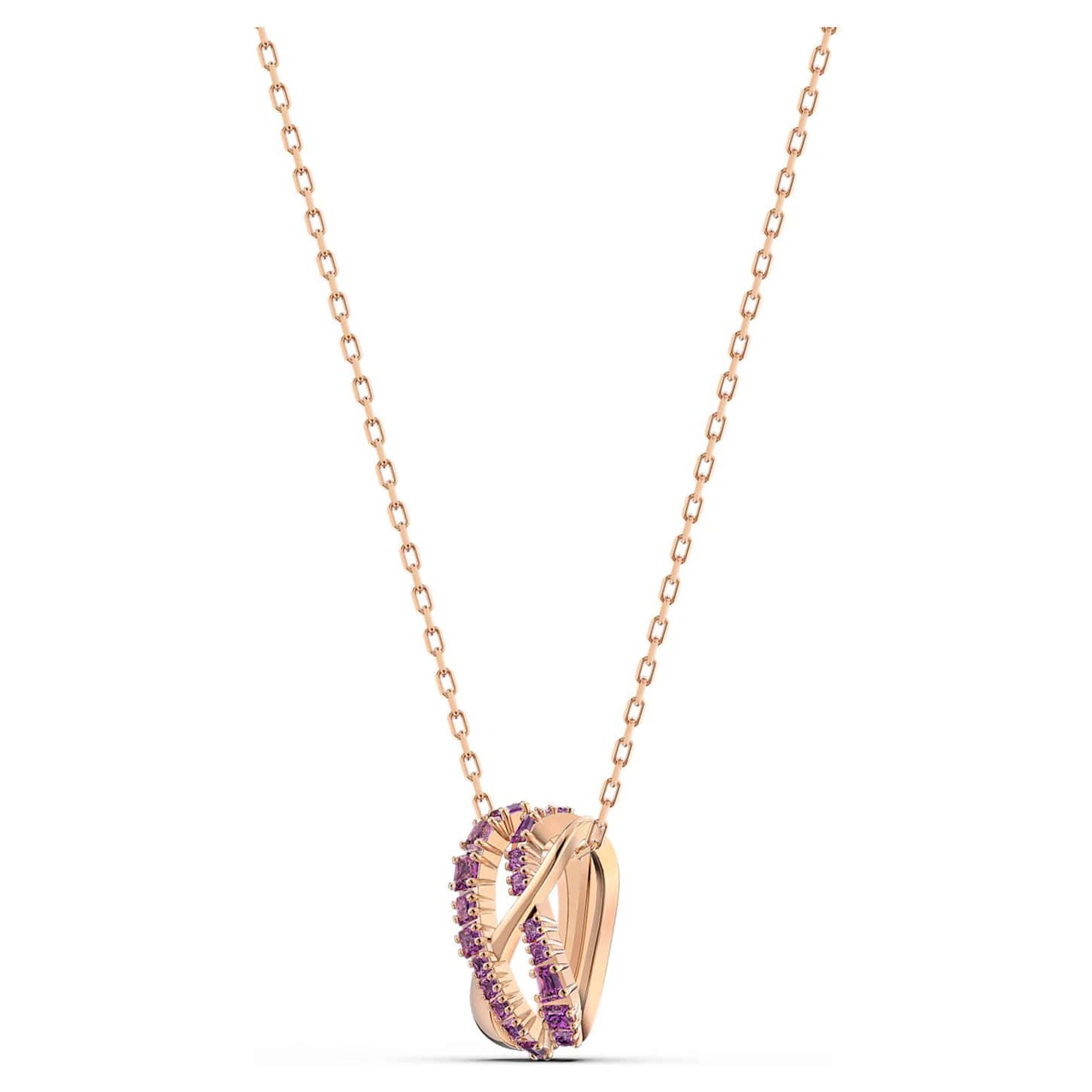 Swarovski Crystal Twist Rows Pendant, Purple, Rose-gold Tone