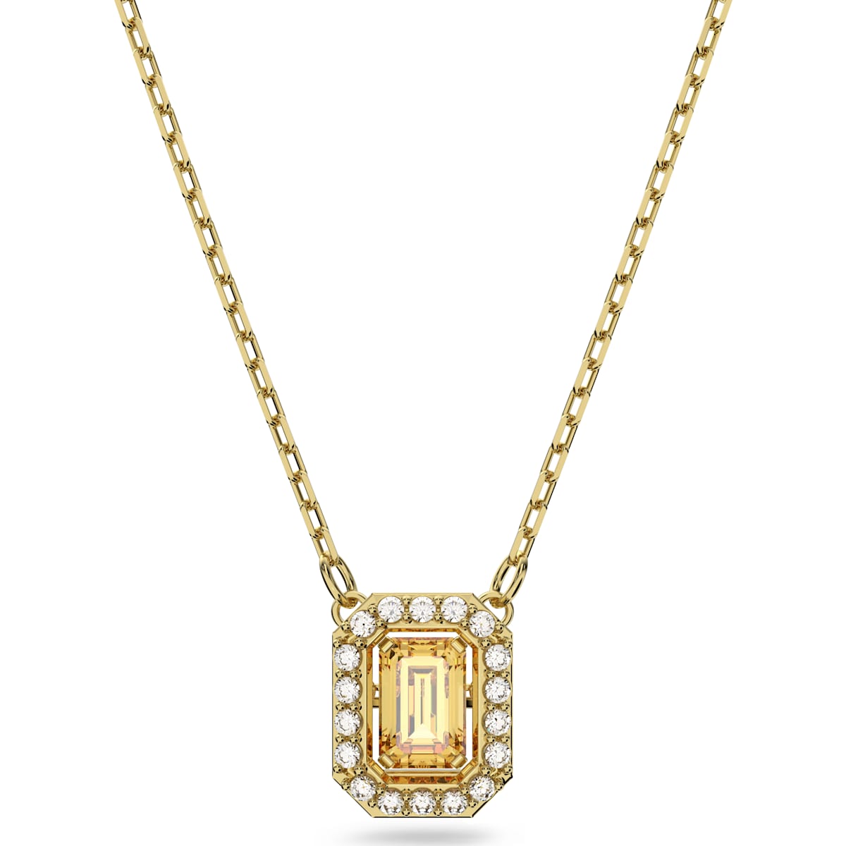 Swarovski Millenia necklace, Octagon cut Swarovski Zirconia, Yellow, Gold-tone plated 5598421