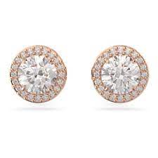 Constella stud earrings Round cut, Pavé, White, Rose gold-tone plated 5636275 5636269