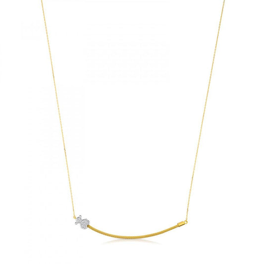 Tous White Gold and Diamonds Icon Mesh Necklace 613102010