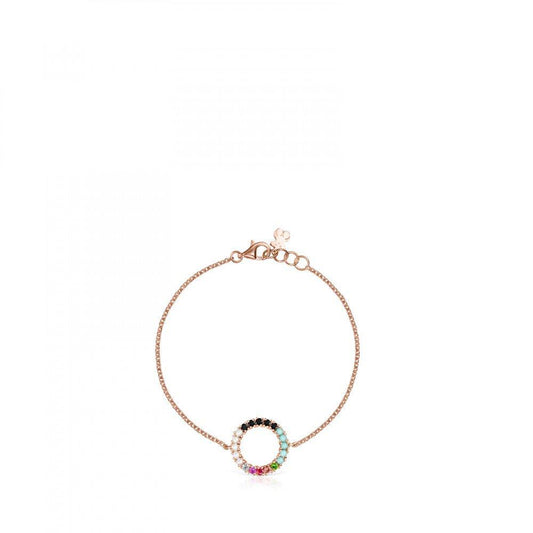 Tous Rose Gold Vermeil Straight disc Bracelet with Gemstones 912721500