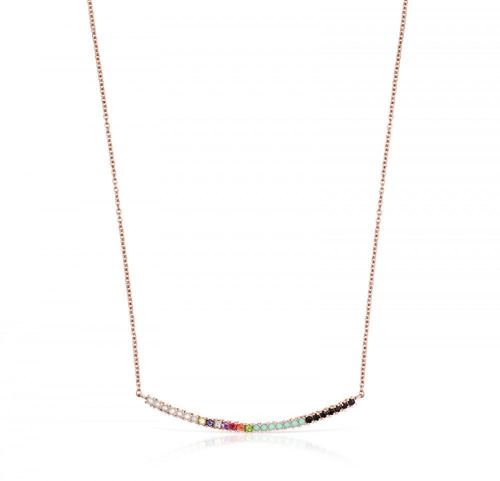 Tous Rose Gold Vermeil Straight Necklace with Gemstones 912722500