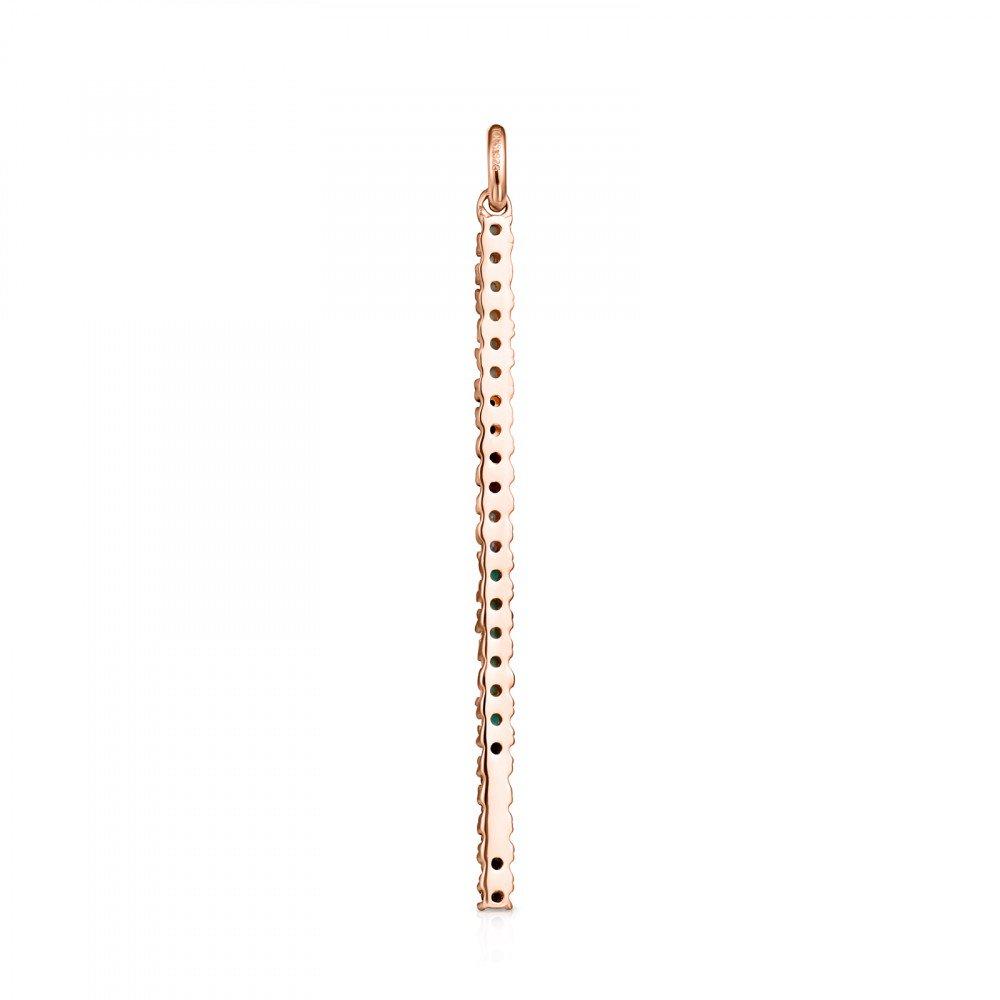 Tous Rose Gold Vermeil Straight bar Pendant with Gemstones 912724500