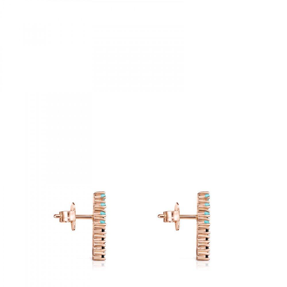 Tous Large Rose Gold Vermeil Straight disc Earrings with Gemstones 912726550