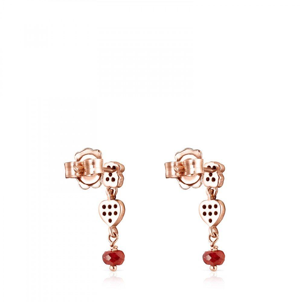 Tous  Short rose Gold Vermeil Motif Earrings with Spinels and Ruby 914933590
