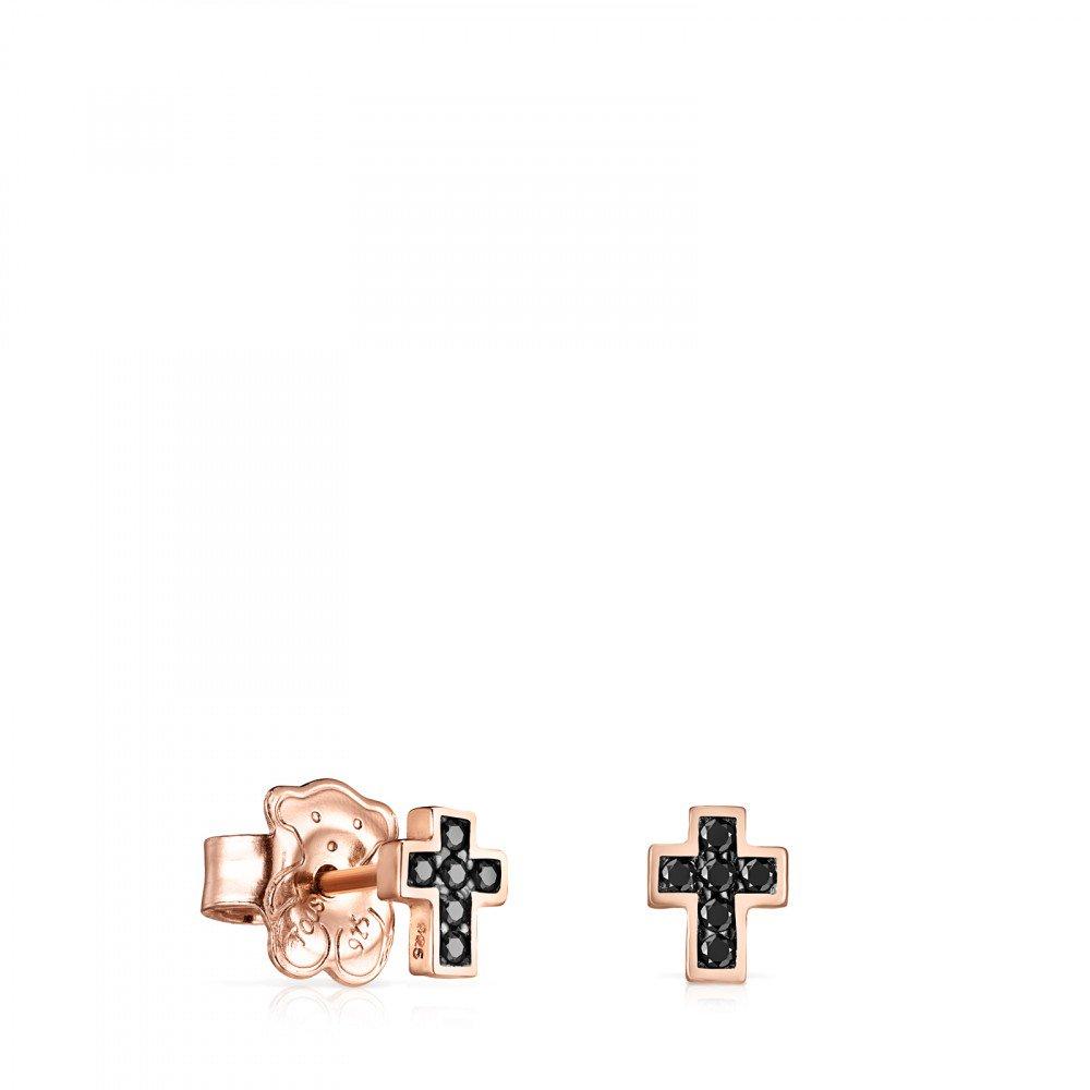 Tous Rose Gold Vermeil Motif cross Earrings with Spinels 914933600