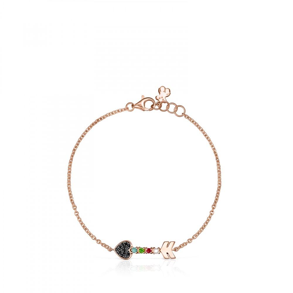Tous Rose Gold Vermeil San Valentín key Bracelet with Gemstones 915301530