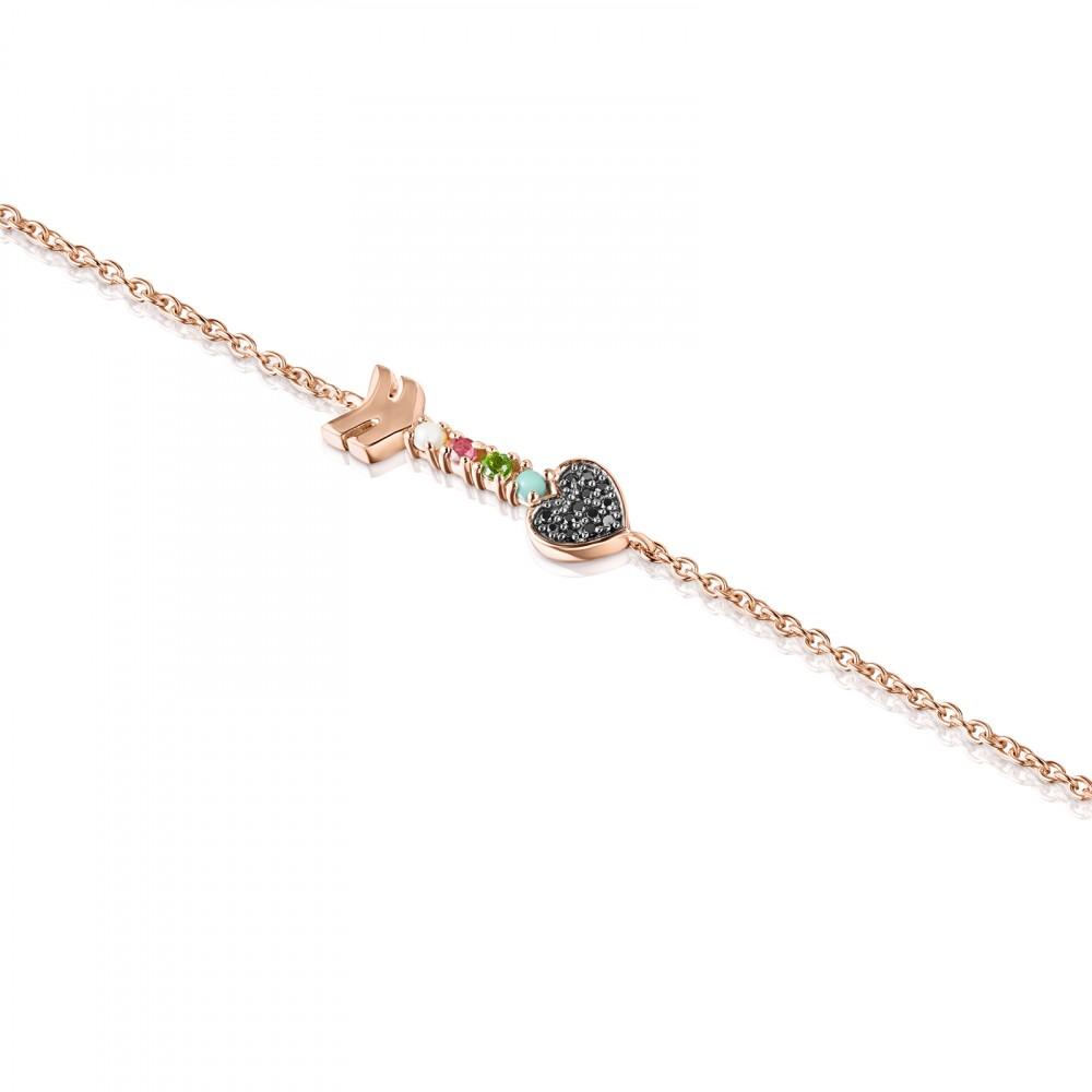 Tous Rose Gold Vermeil San Valentín key Bracelet with Gemstones 915301530