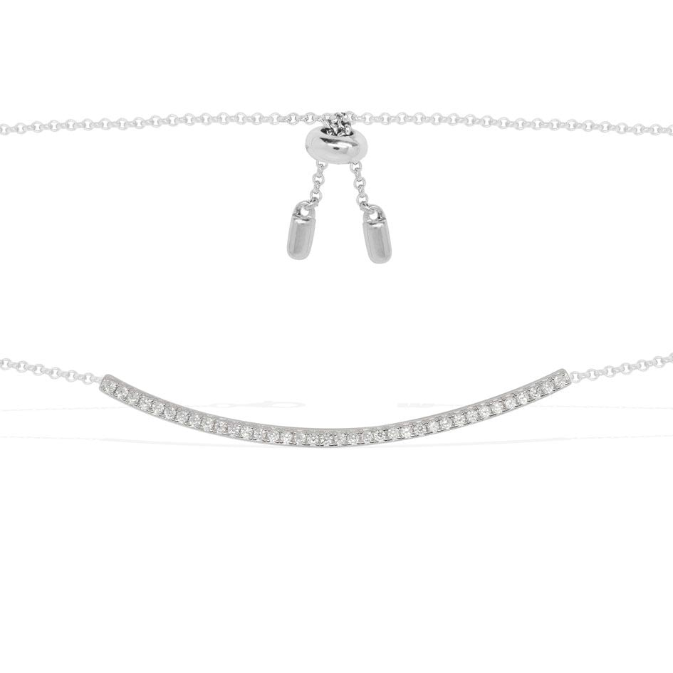 APM Adjustable Necklace With Paved Arched Pendant - Silver AC2945OX