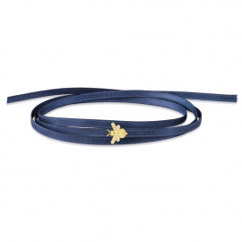 APM Blue Satin Chocker Bracelet With Yellow Silver Bumble Bee AC3693BXY