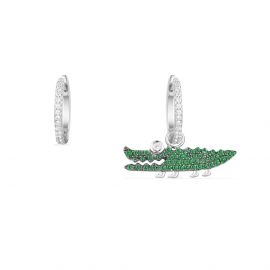 APM Silver Green Croco Asymmetric Earring AE10623XKG