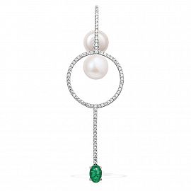 APM Dropping Mono Earring With Pearls - Silve AE9583XGPL