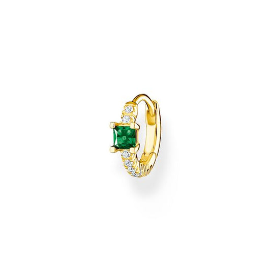 Thomas Sabo Single Hoop Earring Green Stone With White Stones Gold CR691-971-7