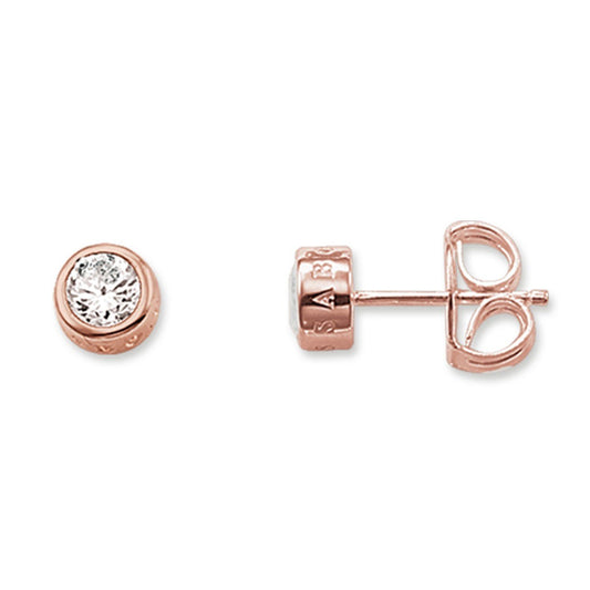 Thomas Sabo Rose Gold Plated Clear Cubic Zirconia Round Studs H1663-416-14