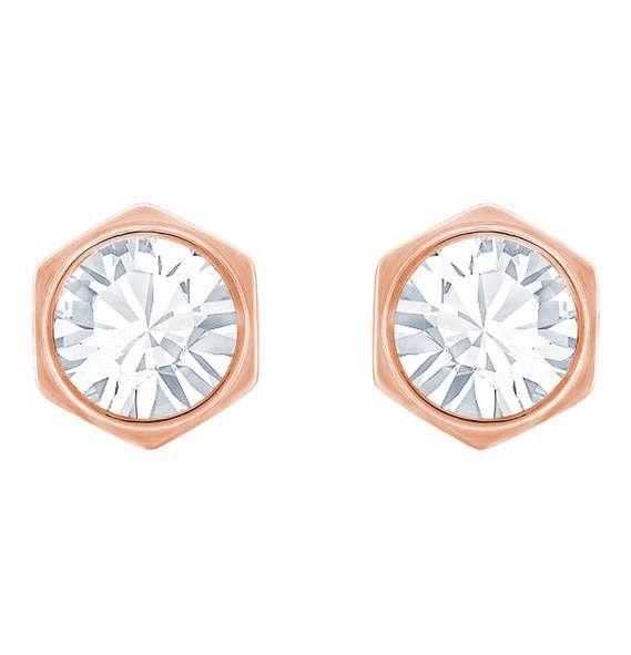 Swarovski Rose Gold Tone Hexagonal Stud Earrings 5371199
